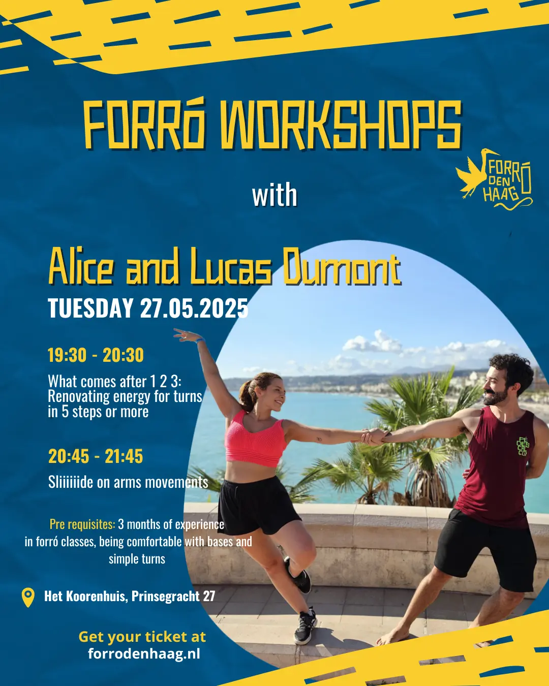 Flyer for the Forró workshop at Koorenhuis on May 27.